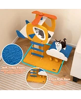 Gymax Aviation-themed Cat Tree for Indoor Cats w/ Helicopter Top Perch Scratching Post