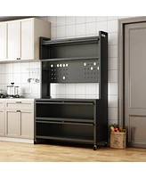 Lovmor Kitchen Storage Cabinets - Bakers Rack Countertop, Microwave Oven Shelf Cabinet, Storage Organizer