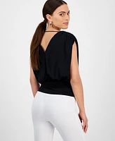 I.n.c. International Concepts Petite Surplice-Neck Sleeveless Top, Exclusively at Macy's