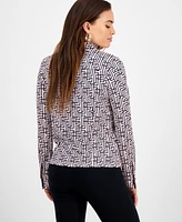 I.n.c. International Concepts Petite Geometric-Print Utility Shirt, Exclusively at Macy's