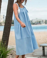 Cupshe Women's Denim Midi Overall Beach Dress