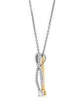 Diamond Ribbon Inspired 18" Pendant Necklace (1/2 ct. t.w.) in 14k Two-Tone Gold