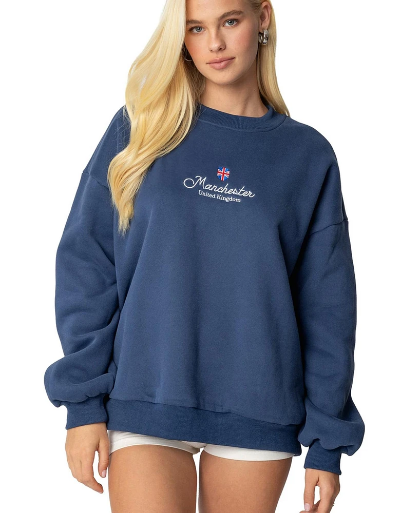 Edikted Women's Manchester Embroidered Oversized Sweatshirt