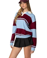 Edikted Women's Kian Striped Polo Sweater