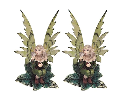 Fc Design "2-pc Set" 6"H Green Forest Fairy Blowing Bubbles Figurine Statue Ornament Home Room Office Decor and Perfect Ideas for Housewarming, Holida