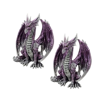 Fc Design "2-pc Set" 7"H Purple Dragon Sitting Figurine Statue Ornament Home Room Office Decor and Perfect Ideas for Housewarming, Holidays and Birthd