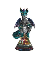 Fc Design "2-pc Set" 4.75"H Blue Dragon with Golden Tip Wings Sitting on Faux Crystal Glass Figurine Statue Ornament Home Room Office Decor and Perfec