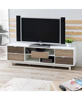 Slickblue Modern Tv Stand Entertainment Center with Wood Accents for Stylish Storage and Display