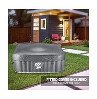 SereneLife 4-Seat Square Inflatable Hot Tub Spa with Led Lights & Remote Control