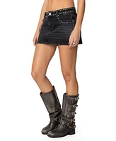 Edikted Women's Mia Studded Denim Mini Skirt