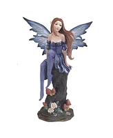 Fc Design "2-pc Set" 8"H Purple Fairy with Clear Wings Sitting on Tree Trunk Figurine Statue Ornament Home Room Office Decor and Perfect Ideas for Hou