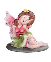 Fc Design "2-pc Set" 4"H Red Fairy with Cute Dragon Baby Figurine Statue Ornament Home Room Office Decor and Perfect Ideas for Housewarming, Holidays