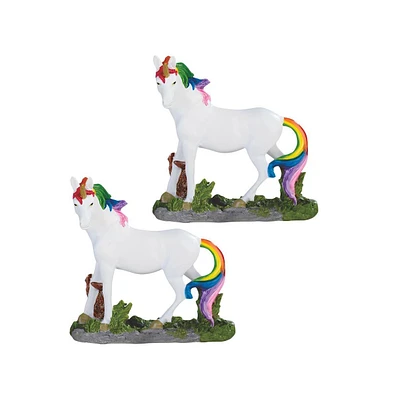 Fc Design "2-pc Set" 5"H Unicorn with Rainbow Mane and Tail Figurine Statue Ornament Home Room Office Decor and Perfect Ideas for Housewarming, Holida