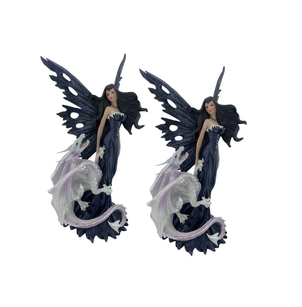 Fc Design "2-pc Set" 12"H Blue Fairy with Pearl White Dragon Figurine Statue Ornament Home Room Office Decor and Perfect Ideas for Housewarming, Holid