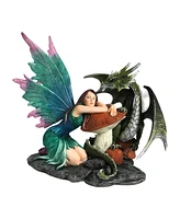 Fc Design "2-pc Set" 6.75"W Green Fairy with Dragon Figurine Statue Ornament Home Room Office Decor and Perfect Ideas for Housewarming, Holidays and B