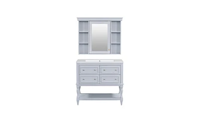 Slickblue Bathroom Vanity with Medicine Cabinet for Convenient Storage and Organization