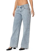 Edikted Women's Contrast Heart Washed Low Rise Jeans