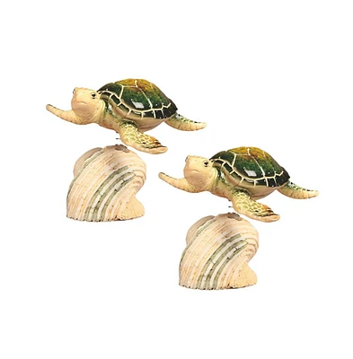 Fc Design "2-pc Set" 3.5"H Spring-Bubble Sea Turtle on Coral Figurine Statue Ornament Home Room Office Decor and Perfect Ideas for Housewarming