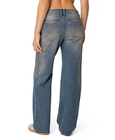 Edikted Women's Jesi Low Rise Washed Jeans