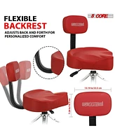 5 Core Drum Throne with Backrest Thick Padded Adjustable Guitar Stool Motorcycle Style Saddle Music Chair Seat for Adult Drummers