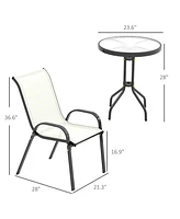 Outsunny Outdoor Bistro Set Small Patio w/ Stackable Chairs,