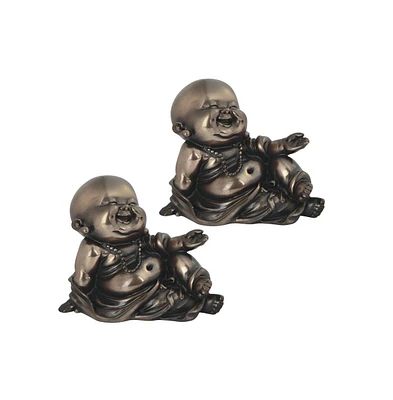 Fc Design "2-pc Set" 4.25"W Bronze Maitreya Buddha Figurine Statue Ornament Home Room Office Decor and Perfect Ideas for Housewarming, Holidays and Bi