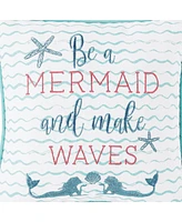 10" x 10" Make Waves Mermaid Embroidered Small Petite Throw Pillow