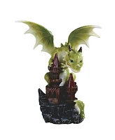 Fc Design "2-pc Set" 6.75"H Cute Green Dragon Baby on Castle Figurine Statue Ornament Home Room Office Decor and Perfect Ideas for Housewarming, Holid