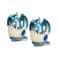 Fc Design "2-pc Set" 4"H September Birthstone Blue Dragon Baby Hatchling in Egg Figurine Statue Ornament Home Room Office Decor and Perfect Ideas for