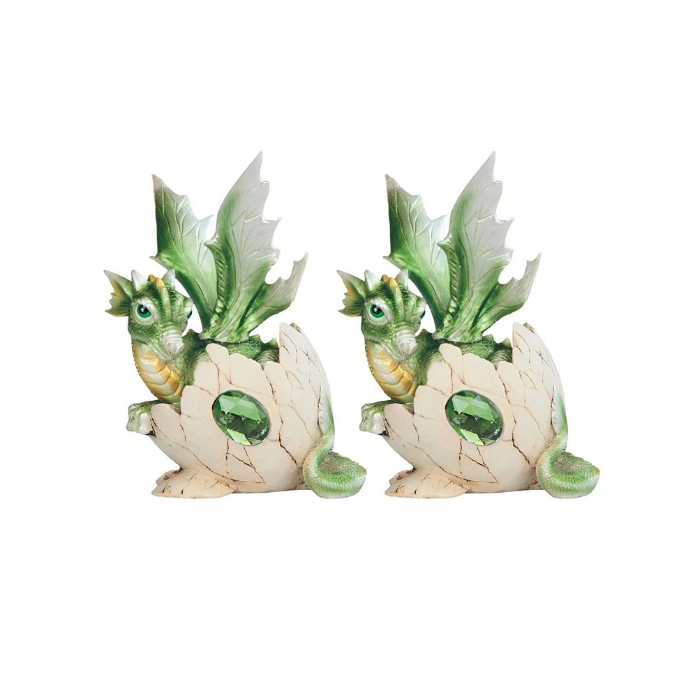 Fc Design "2-pc Set" 4"H August Birthstone Green Dragon Baby Hatchling Figurine Statue Ornament Home Room Office Decor and Perfect Ideas for Housewarm