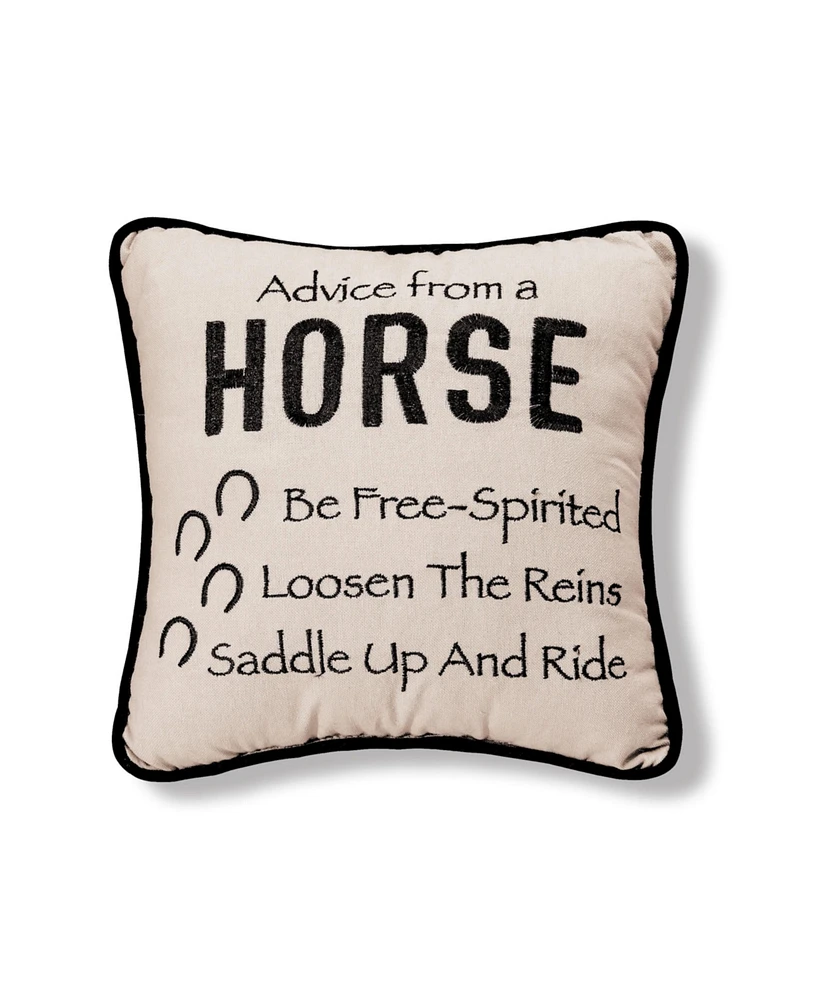 C&F Home 10" x 10" Advice From A Horse Embroidered Small Petite Throw Pillow