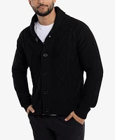 X-Ray Men's Shawl Collar Cable Knit Cardigan