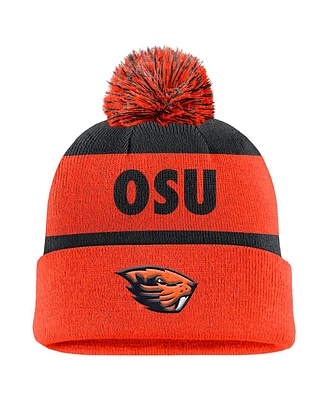 Nike Men's Navy/Orange Oregon State Beavers Peak Stripe Cuffed Knit Hat with Pom