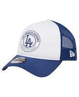 New Era Men's White/Royal Los Angeles Dodgers Spring Training Circle Foam A-Frame 9FORTY Trucker Adjustable Hat