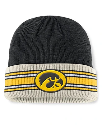 Top of the World Men's Black/Cream Iowa Hawkeyes Silas Cuffed Knit Hat