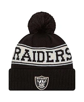 New Era Men's Black Las Vegas Raiders Retro Cuffed Knit Hat with Pom