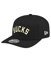 New Era Men's Black Milwaukee Bucks Statement Edition Jersey Hook 9SEVENTY Stretch-Snap Hat