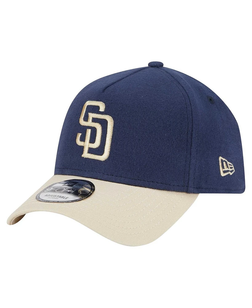 New Era Men's Navy San Diego Padres Moleskin Crown A-Frame 9FORTY Adjustable Hat