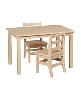 ECR4Kids 24in x 36in Rectangular Hardwood Table and Chair Set, 12in Seat Height