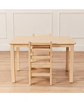 ECR4Kids 24in x 36in Rectangular Hardwood Table and Chair Set, 12in Seat Height