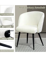 Dyhome Upholstered Fabric Dining Chairs with Black Metal Legs, Modern Curved Backrest Kitchen Chairs