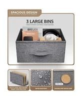 Sorbus Nightstand with 3 Drawers - Steel Frame, Wood Top & Easy Pull Fabric Bins Perfect for Home, Bedroom, Office College Dorm