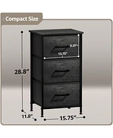 Sorbus Nightstand with 3 Drawers - Steel Frame, Wood Top & Easy Pull Fabric Bins - Perfect for Home, Bedroom, Office & College Dorm