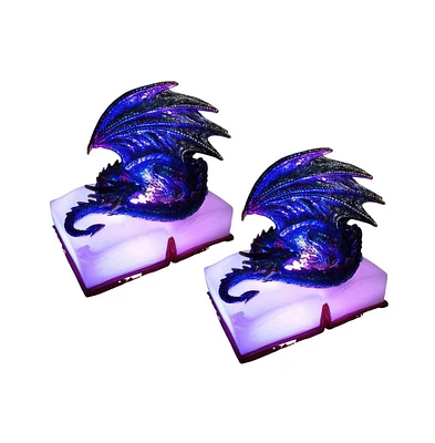 Fc Design 2-pc Set" 5.5"H Blue Dragon on Book with Led Figurine Statue Ornament Home Room Office Decor and Perfect Ideas for Housewarming, Holidays an