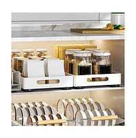 gaomon Pull Out Cabinet Organizer Heavy Duty Metal Slide Out Drawers for Kitchen Cabinets, Fixed with Adhesive Films, Slide Out Shelves for Kitchen Ba