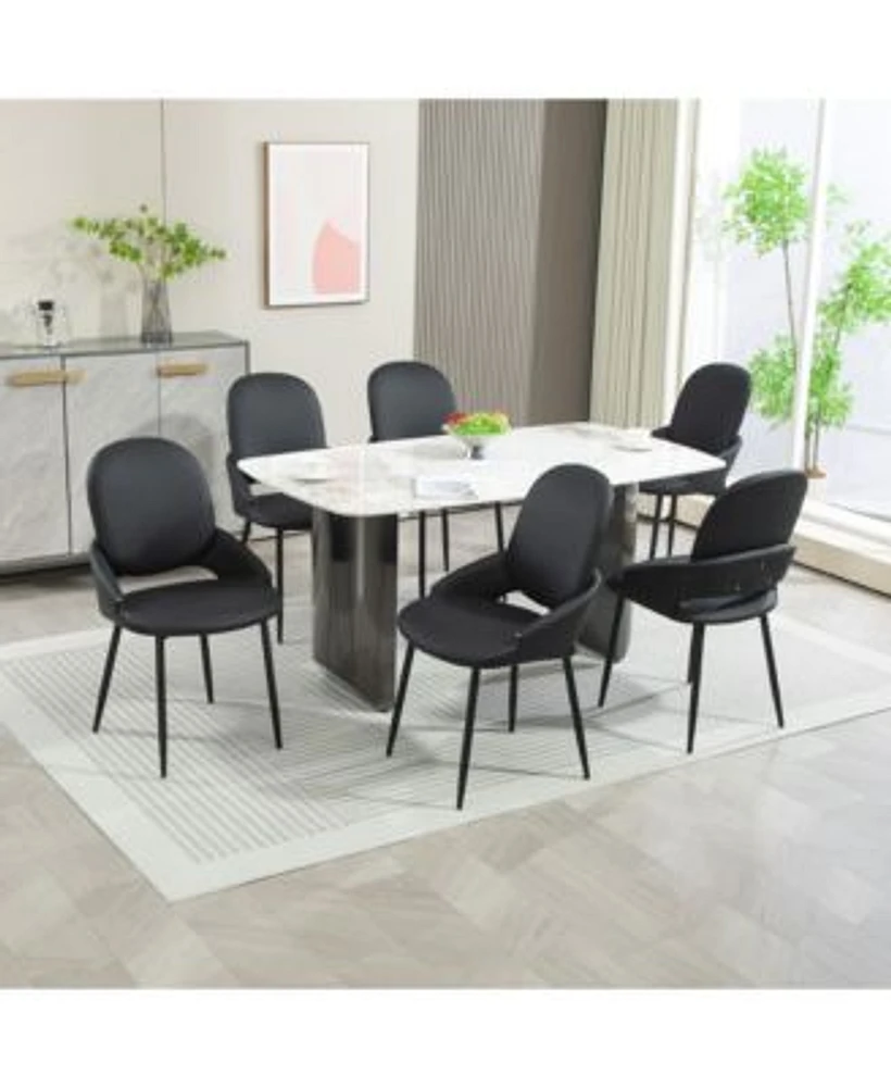 Dyhome Faux Leather Upholstered Dining Chairs Set Of 6