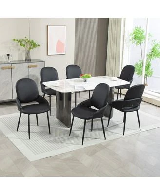 Dyhome Faux Leather Upholstered Dining Chairs Set Of 6