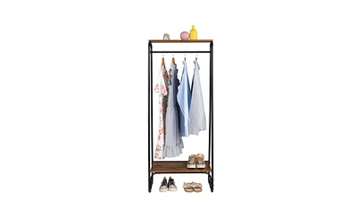 Slickblue Clothes Rack with Wood Shelf for Stylish and Functional Storage