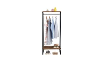 Slickblue Clothes Rack with Wood Shelf for Stylish and Functional Storage