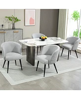 Dyhome Upholstered Fabric Dining Chairs with Black Metal Legs, Modern Curved Backrest Kitchen Chairs